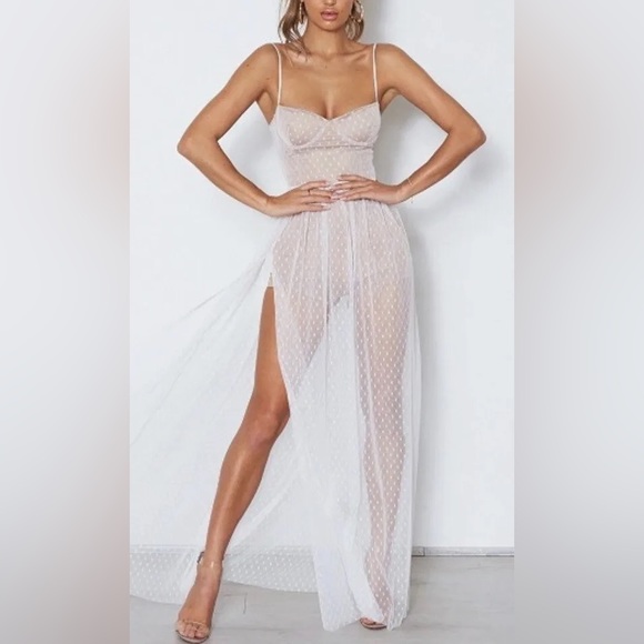 Totally Bangin' Mesh Maxi Dress White - Picture 4 of 10